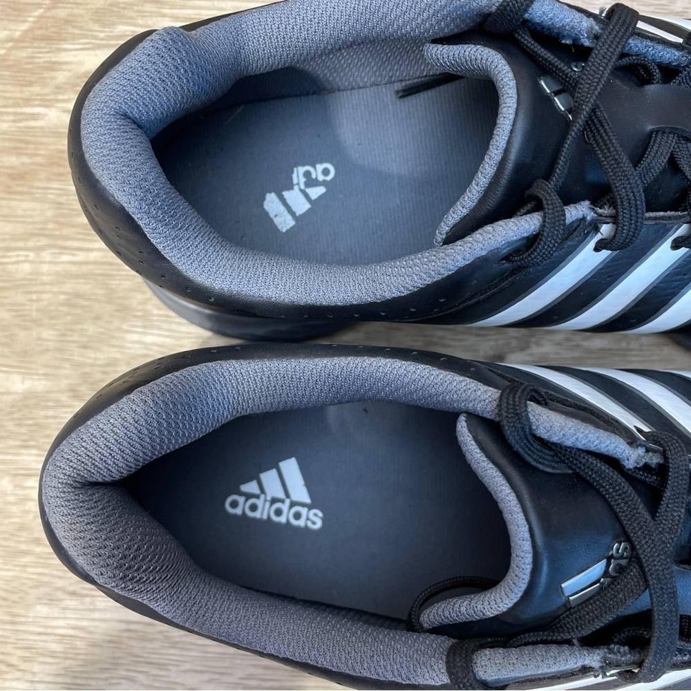 Adidas Golf Shoes Men’s Size 6.5 Black White Gray 360 Traxion Spiked 3 Stripes - Picture 6 of 14